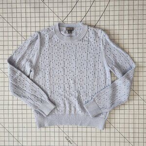 Point Sur J. Crew Allover Pointelle Crewneck Cotton Sweater Light Blue Size L